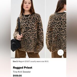 Ragged Priest | Tina Leopard Knit Sweater | size M 
Worn once